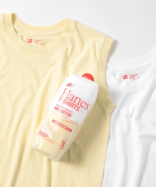HANES(ヘインズ)の「【Hanes】2P Japan Fit for HER スリーブレスTシャツ HW5327(Tシャツ/カットソー・メンズ・グレー/マルチ/イエロー/ピンク/ベージュ・M/L)」の3枚目の写真