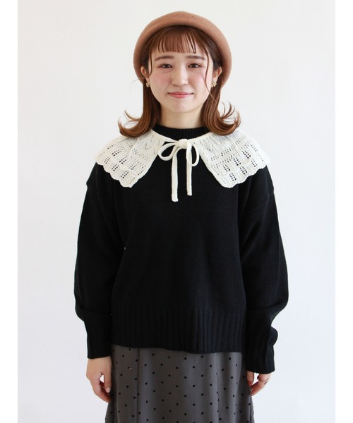 ehka sopo(エヘカソポ)の「付け衿ニット(ニット/セーター・レディース・ブラック/グレー/キナリ・フリ-)」の2枚目の写真