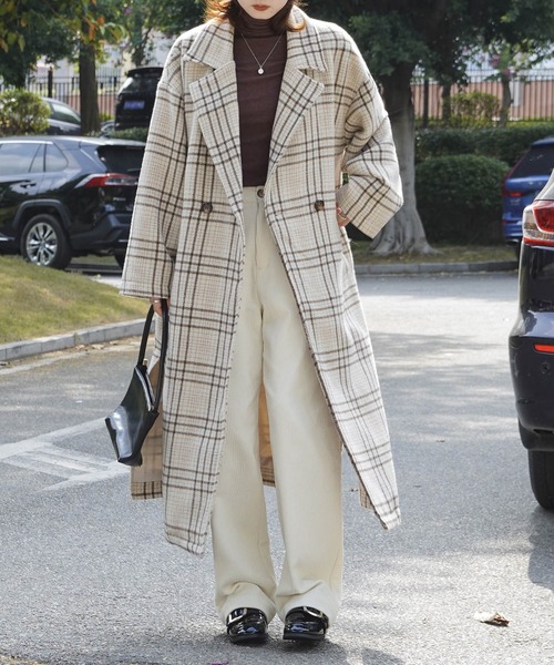 Mayree（メイリー）の「【Mayree】チェックダブルボタンオーバーコート 2021AW（チェスターコート・レディース・ブラウン/アイボリー・FREE）」の17枚目の写真