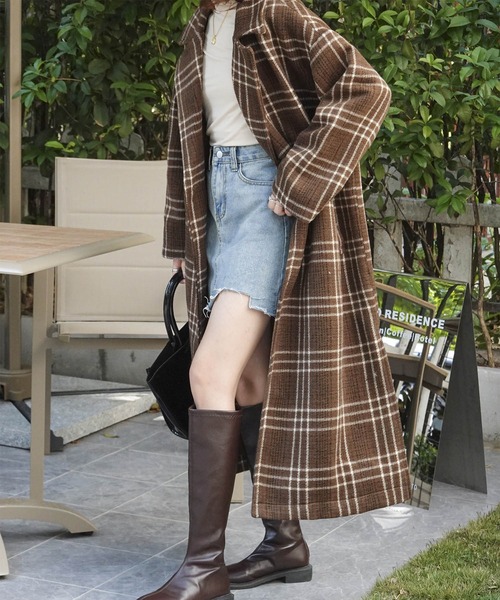 Mayree（メイリー）の「【Mayree】チェックダブルボタンオーバーコート 2021AW（チェスターコート・レディース・ブラウン/アイボリー・FREE）」の12枚目の写真
