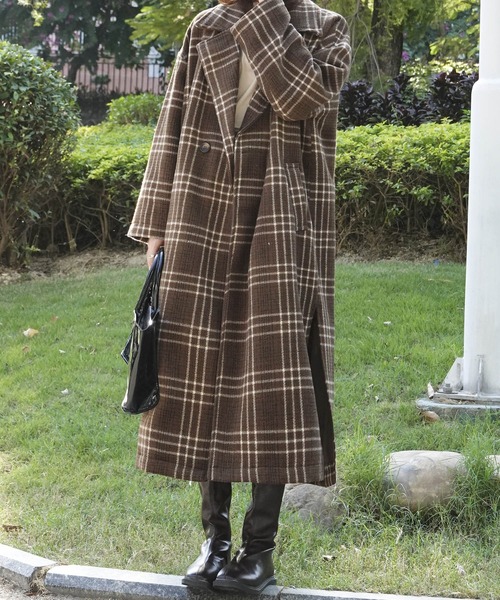 Mayree（メイリー）の「【Mayree】チェックダブルボタンオーバーコート 2021AW（チェスターコート・レディース・ブラウン/アイボリー・FREE）」の13枚目の写真