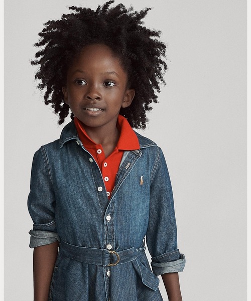 ベルテッド コットン デニム シャツドレス（シャツワンピース）｜POLO