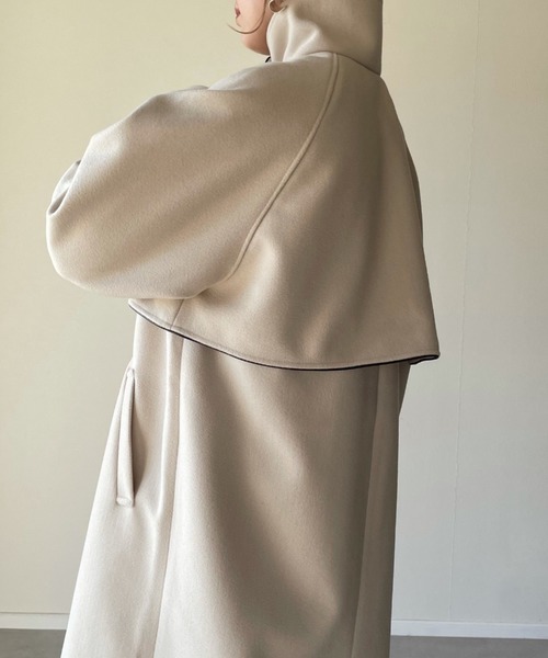 y/m by misato（イムバイミサト）の「フェイクウールパイピングスタンドカラーコート（その他アウター・レディース・モカ/アイボリー/ブラウン・FREE）」の5枚目の写真