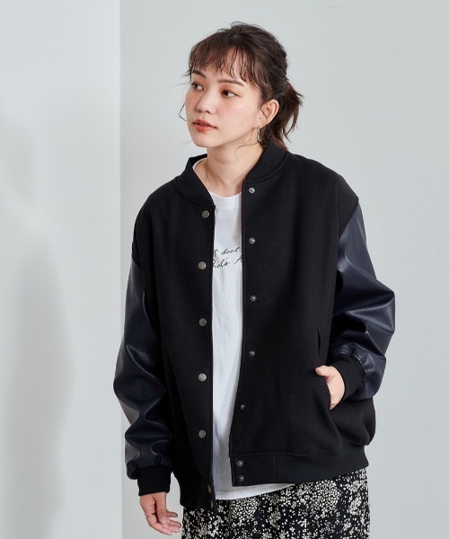 cepo（セポ）の「メルトンスタジャン（スタジャン・レディース・ブラック/ネイビー・M）」の3枚目の写真