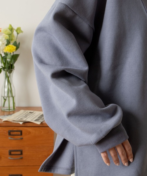 ANGIE（アンジー）の「ハーフジップオーバーサイズスウェット（スウェット・レディース・ブラック/ベージュ/ブルー/アイボリー・FREE）」の7枚目の写真