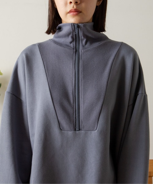 ANGIE（アンジー）の「ハーフジップオーバーサイズスウェット（スウェット・レディース・ブラック/ベージュ/ブルー/アイボリー・FREE）」の11枚目の写真