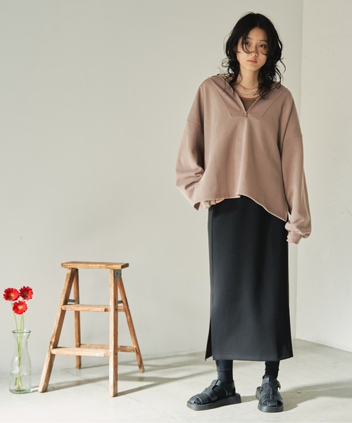 ANGIE（アンジー）の「ハーフジップオーバーサイズスウェット（スウェット・レディース・ブラック/ベージュ/ブルー/アイボリー・FREE）」の20枚目の写真