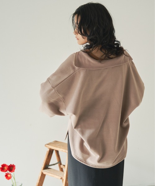 ANGIE（アンジー）の「ハーフジップオーバーサイズスウェット（スウェット・レディース・ブラック/ベージュ/ブルー/アイボリー・FREE）」の19枚目の写真