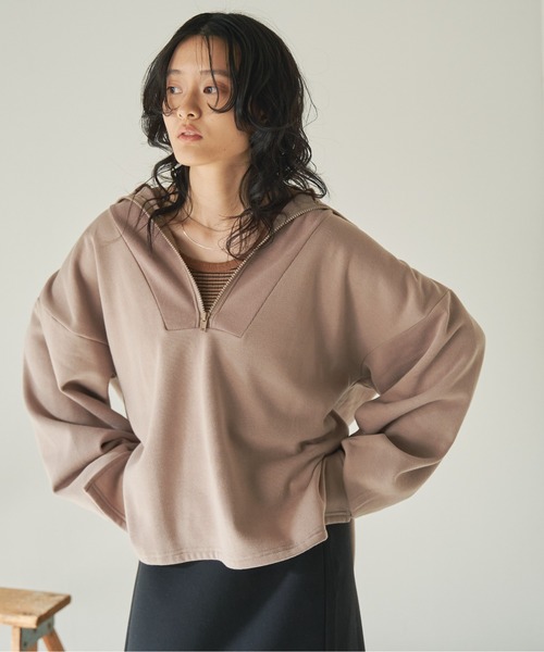 ANGIE（アンジー）の「ハーフジップオーバーサイズスウェット（スウェット・レディース・ブラック/ベージュ/ブルー/アイボリー・FREE）」の17枚目の写真