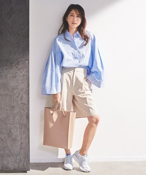 美品 emmi atelier エミ ハイウエストパンツ 1 emmi パンツ 「emmi atelier」ハイウエストリネン混パンツ