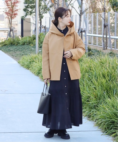 JOURNAL STANDARD(ジャーナルスタンダード)の「グログランフードコート◆(その他アウター・レディース・ブラック/ベージュ・38/36)」の6枚目の写真