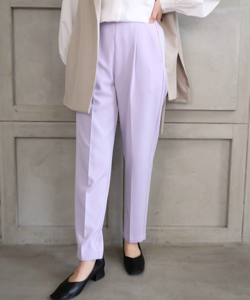 moment+（モーメントプラス）の「ニュアンスカラージョーゼット ビューティシルエット センタープレススラックスパンツ（スラックス・レディース・ブラック/ピンク/イエロー/オレンジ/ブルー/アイボリー/ミント/ラベンダー・M）」の5枚目の写真