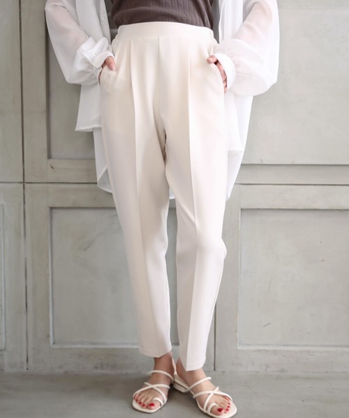 moment+（モーメントプラス）の「ニュアンスカラージョーゼット ビューティシルエット センタープレススラックスパンツ（スラックス・レディース・ブラック/ピンク/イエロー/オレンジ/ブルー/アイボリー/ミント/ラベンダー・M）」の9枚目の写真