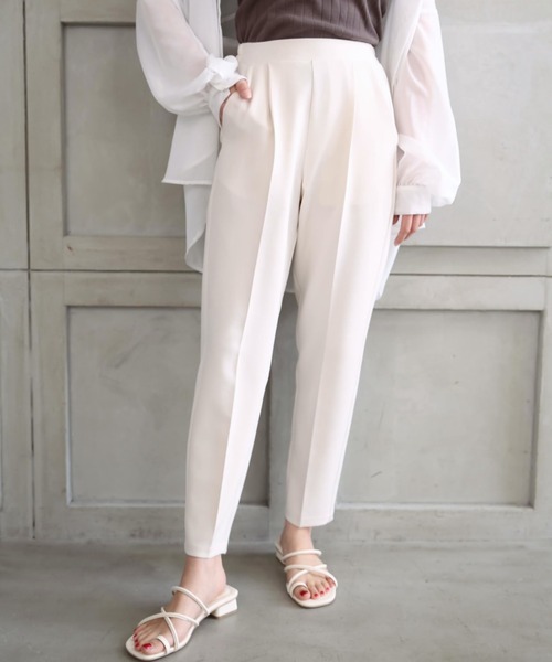 moment+（モーメントプラス）の「ニュアンスカラージョーゼット ビューティシルエット センタープレススラックスパンツ（スラックス・レディース・ブラック/ピンク/イエロー/オレンジ/ブルー/アイボリー/ミント/ラベンダー・M）」の11枚目の写真