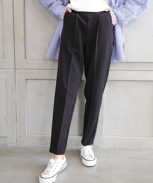 moment+（モーメントプラス）の「ニュアンスカラージョーゼット ビューティシルエット センタープレススラックスパンツ（スラックス・レディース・ブラック/ピンク/イエロー/オレンジ/ブルー/アイボリー/ミント/ラベンダー・M）」の16枚目の写真