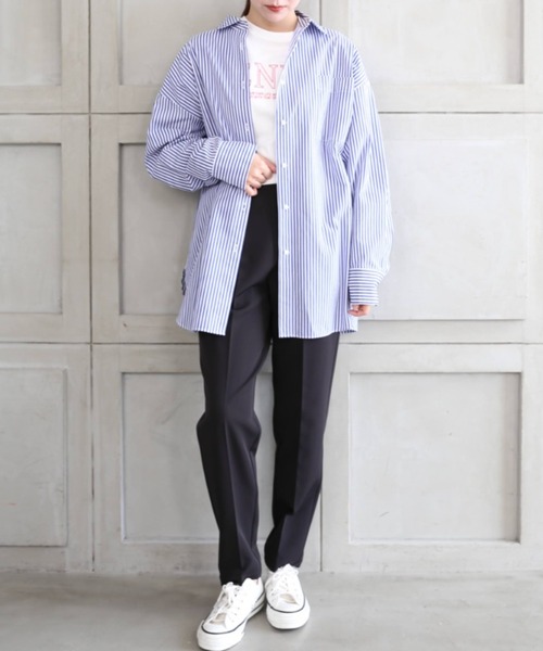 moment+（モーメントプラス）の「ニュアンスカラージョーゼット ビューティシルエット センタープレススラックスパンツ（スラックス・レディース・ブラック/ピンク/イエロー/オレンジ/ブルー/アイボリー/ミント/ラベンダー・M）」の19枚目の写真