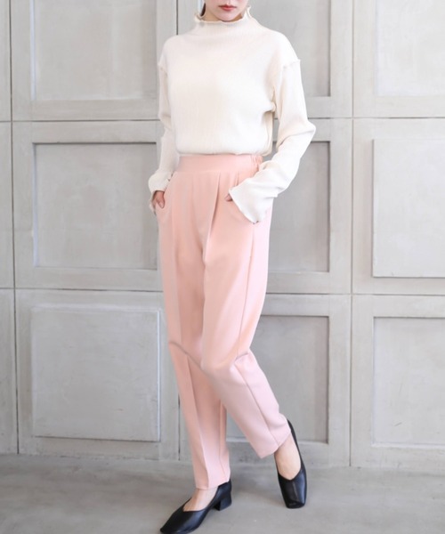 moment+（モーメントプラス）の「ニュアンスカラージョーゼット ビューティシルエット センタープレススラックスパンツ（スラックス・レディース・ブラック/ピンク/イエロー/オレンジ/ブルー/アイボリー/ミント/ラベンダー・M）」の21枚目の写真