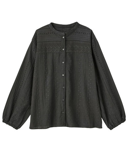 GeeRA(ジーラ)の「総レースバンドカラーブラウス(シャツ/ブラウス・レディース・ブラック/オフホワイト・LARGE/X-LARGE/MEDIUM)」の9枚目の写真