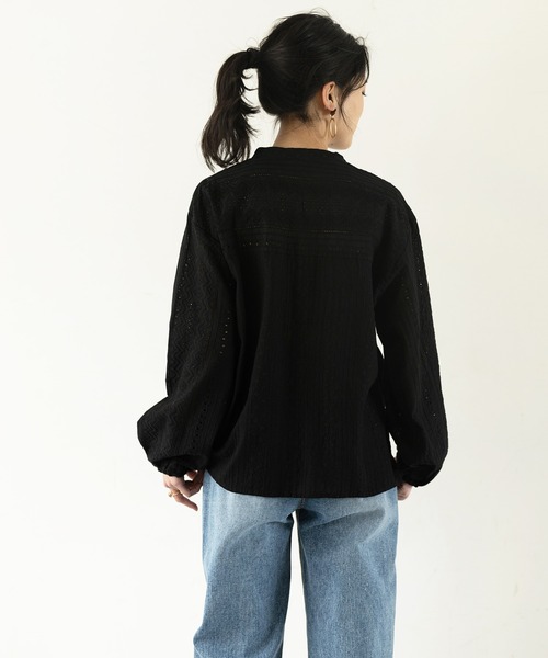 GeeRA(ジーラ)の「総レースバンドカラーブラウス(シャツ/ブラウス・レディース・ブラック/オフホワイト・LARGE/X-LARGE/MEDIUM)」の8枚目の写真