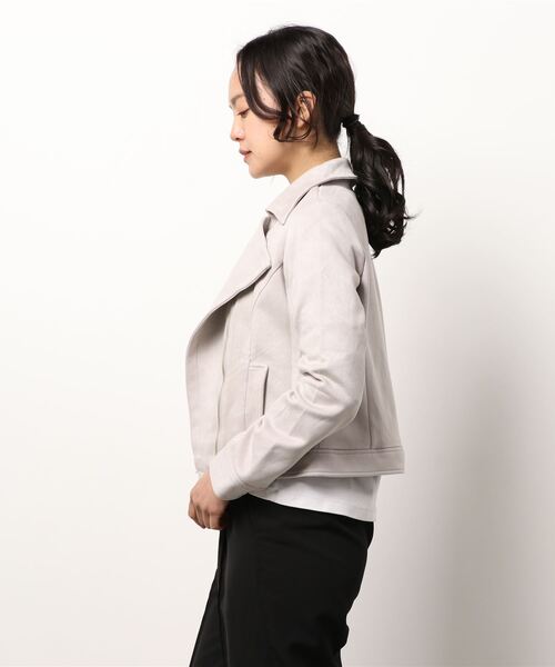 MISCH MASCH（ミッシュマッシュ）の「ライダースジャケット（ライダースジャケット・レディース・ベージュ/ピンク系その他/ライトグレー・MEDIUM）」の4枚目の写真