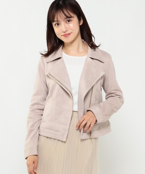 MISCH MASCH（ミッシュマッシュ）の「ライダースジャケット（ライダースジャケット・レディース・ベージュ/ピンク系その他/ライトグレー・MEDIUM）」の3枚目の写真