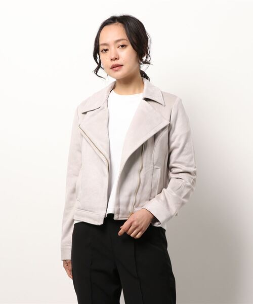 MISCH MASCH（ミッシュマッシュ）の「ライダースジャケット（ライダースジャケット・レディース・ベージュ/ピンク系その他/ライトグレー・MEDIUM）」の9枚目の写真