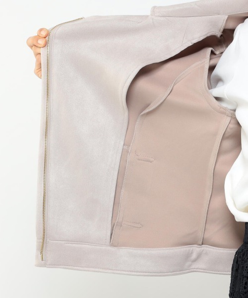 MISCH MASCH（ミッシュマッシュ）の「ライダースジャケット（ライダースジャケット・レディース・ベージュ/ピンク系その他/ライトグレー・MEDIUM）」の8枚目の写真