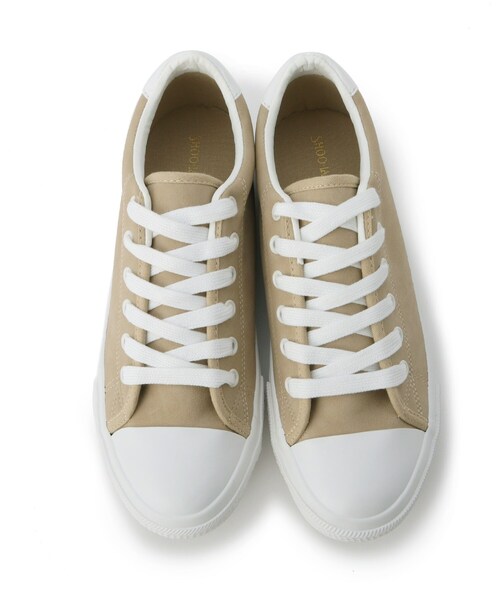 SHOO・LA・RUE（シューラルー）の「◆フェイクレザーキャップスニーカー（スニーカー・レディース・オフホワイト/ライトベージュ/ライトグレー・45/25/35/50）」の9枚目の写真
