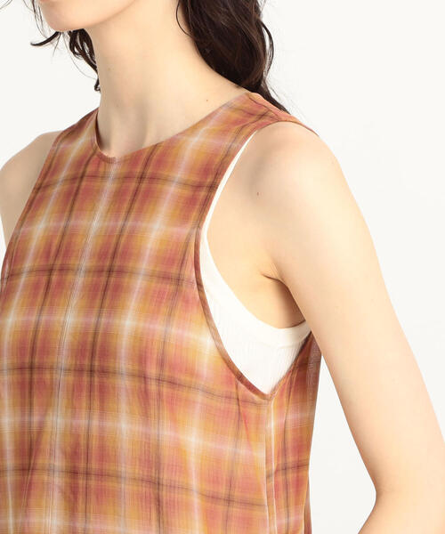 TOMORROWLAND （トゥモローランド）の「コットンオンブレーチェック アメリカンスリーブワンピース（ワンピース・レディース・ピンク系その他/ブルー系その他3・36）」の9枚目の写真