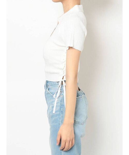 GYDA（ジェイダ）の「サイドレースアップPOLO ニット トップス（ニット/セーター・レディース・ブラック/オフホワイト・FREE）」の11枚目の写真