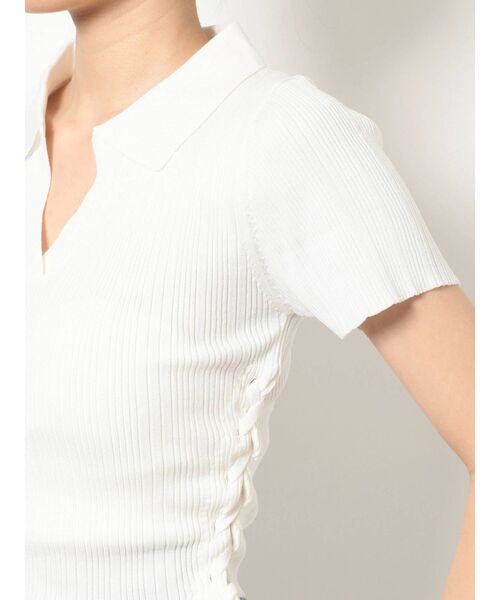 GYDA（ジェイダ）の「サイドレースアップPOLO ニット トップス（ニット/セーター・レディース・ブラック/オフホワイト・FREE）」の14枚目の写真