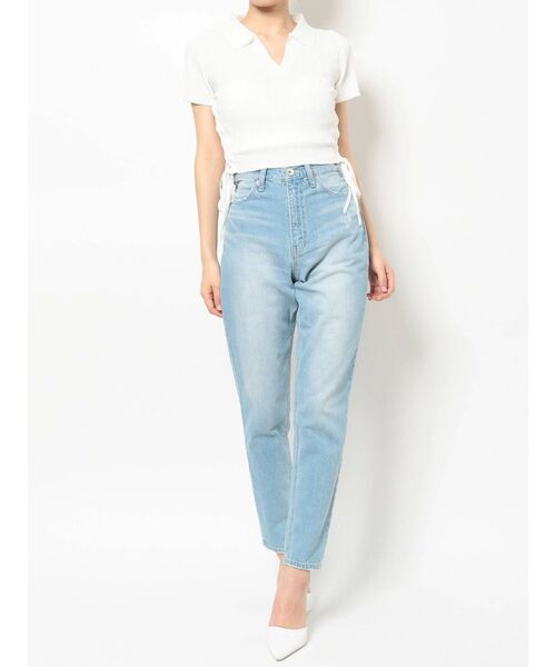 GYDA（ジェイダ）の「サイドレースアップPOLO ニット トップス（ニット/セーター・レディース・ブラック/オフホワイト・FREE）」の16枚目の写真