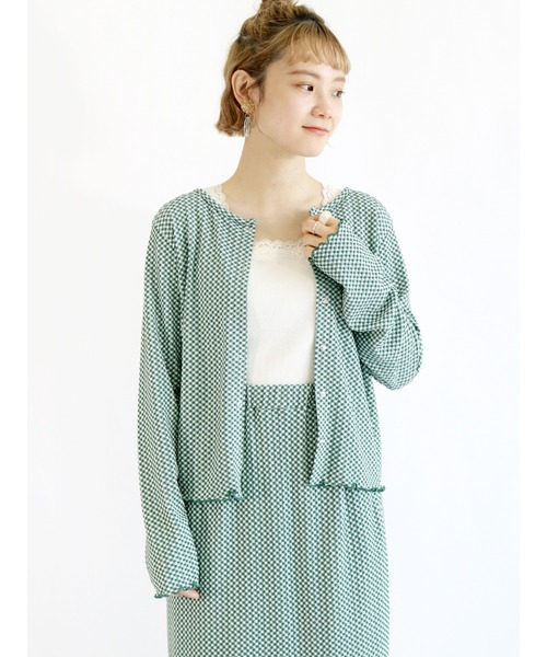 ehka sopo（エヘカソポ）の「2WAYギンガムチェックカーディガン（セットアップ可）（カーディガン/ボレロ・レディース・ブラック/ブルー/グリーン・ﾌﾘ-）」の3枚目の写真