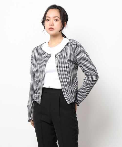 ehka sopo（エヘカソポ）の「2WAYギンガムチェックカーディガン（セットアップ可）（カーディガン/ボレロ・レディース・ブラック/ブルー/グリーン・ﾌﾘ-）」の7枚目の写真