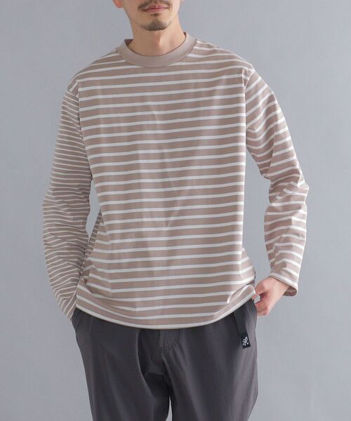 SHIPS(シップス)の「SHIPS: i cotoni di Albini オーガニックコットン ボーダー Tシャツ(ロンT)(Tシャツ/カットソー・メンズ・ブラック/ライトブルー/ベージュ/ホワイト・MEDIUM/X-LARGE/LARGE/SMALL)」の3枚目の写真