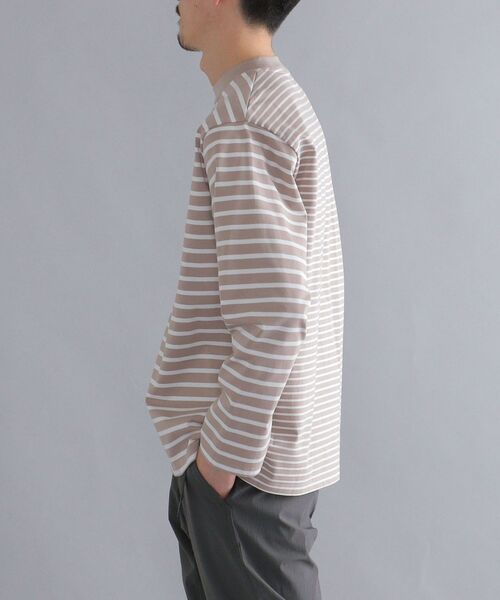 SHIPS(シップス)の「SHIPS: i cotoni di Albini オーガニックコットン ボーダー Tシャツ(ロンT)(Tシャツ/カットソー・メンズ・ブラック/ライトブルー/ベージュ/ホワイト・MEDIUM/X-LARGE/LARGE/SMALL)」の6枚目の写真