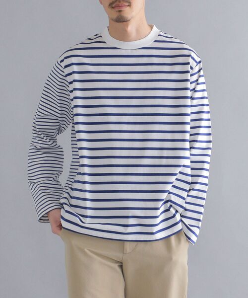 SHIPS(シップス)の「SHIPS: i cotoni di Albini オーガニックコットン ボーダー Tシャツ(ロンT)(Tシャツ/カットソー・メンズ・ブラック/ライトブルー/ベージュ/ホワイト・MEDIUM/X-LARGE/LARGE/SMALL)」の13枚目の写真