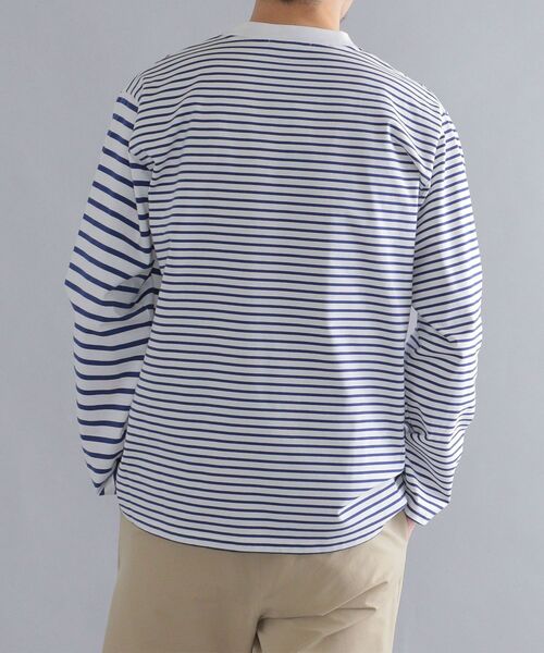 SHIPS(シップス)の「SHIPS: i cotoni di Albini オーガニックコットン ボーダー Tシャツ(ロンT)(Tシャツ/カットソー・メンズ・ブラック/ライトブルー/ベージュ/ホワイト・MEDIUM/X-LARGE/LARGE/SMALL)」の15枚目の写真