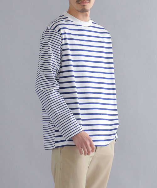 SHIPS(シップス)の「SHIPS: i cotoni di Albini オーガニックコットン ボーダー Tシャツ(ロンT)(Tシャツ/カットソー・メンズ・ブラック/ライトブルー/ベージュ/ホワイト・MEDIUM/X-LARGE/LARGE/SMALL)」の16枚目の写真