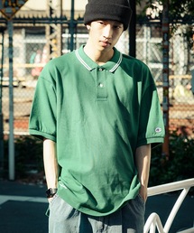 【CHAMPION/チャンピオン】 襟ラインルーズフィット ビッグシルエット ポロシャツ