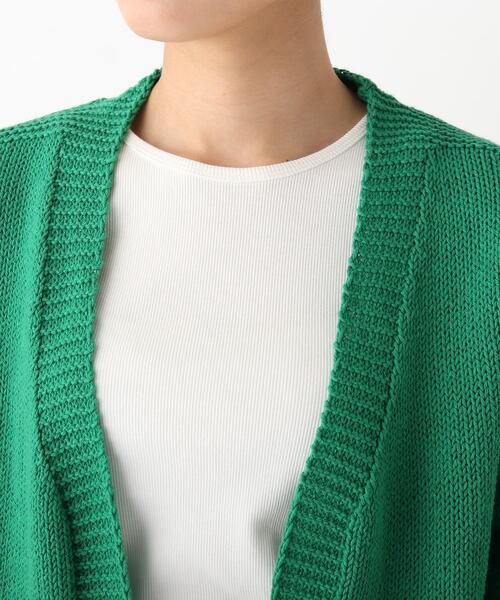 OPAQUE.CLIP（オペークドットクリップ）の「◆【INDUSTRIA】リサイクルコットン ケーブルVネックカーディガン（カーディガン/ボレロ・レディース・グリーン/ライトベージュ/ホワイト系・00）」の7枚目の写真