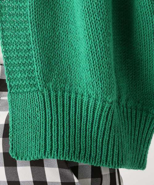 OPAQUE.CLIP（オペークドットクリップ）の「◆【INDUSTRIA】リサイクルコットン ケーブルVネックカーディガン（カーディガン/ボレロ・レディース・グリーン/ライトベージュ/ホワイト系・00）」の10枚目の写真