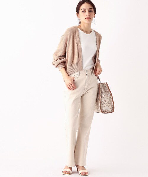 OPAQUE.CLIP（オペークドットクリップ）の「◆【INDUSTRIA】リサイクルコットン ケーブルVネックカーディガン（カーディガン/ボレロ・レディース・グリーン/ライトベージュ/ホワイト系・00）」の17枚目の写真