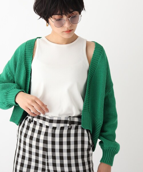 OPAQUE.CLIP（オペークドットクリップ）の「◆【INDUSTRIA】リサイクルコットン ケーブルVネックカーディガン（カーディガン/ボレロ・レディース・グリーン/ライトベージュ/ホワイト系・00）」の19枚目の写真