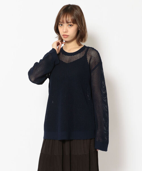 Toironier(トワロニエ)の「Toironier(トワロニエ ) メッシュニット(ニット/セーター・レディース・マスタード/ホワイト/ネイビー・FREE)」の3枚目の写真