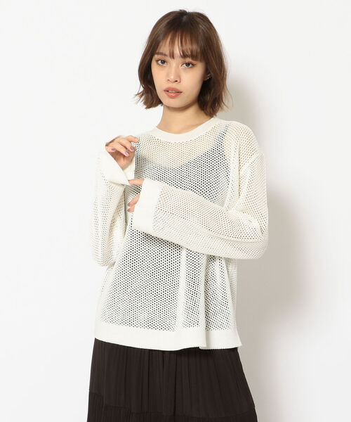Toironier(トワロニエ)の「Toironier(トワロニエ ) メッシュニット(ニット/セーター・レディース・マスタード/ホワイト/ネイビー・FREE)」の2枚目の写真