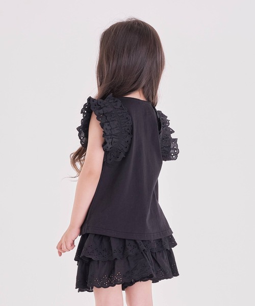 Rora(ローラ)の「トワレ 肩レース tシャツ(Tシャツ/カットソー・キッズ・ブラック・150cm/130cm/100cm/140cm/110cm/120cm)」の3枚目の写真