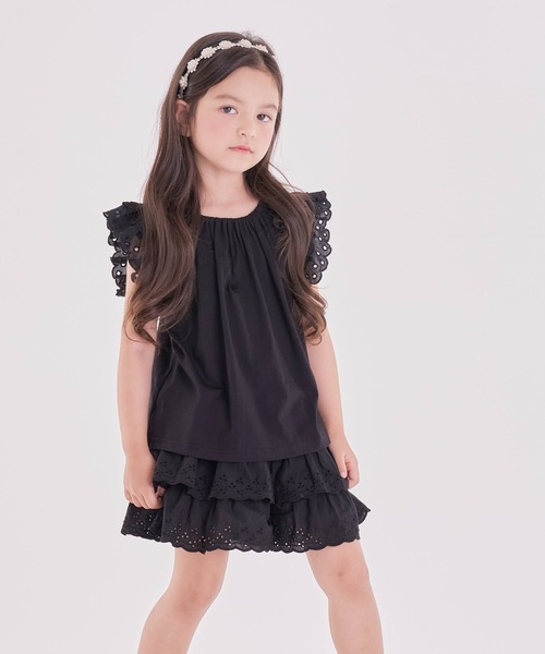 Rora(ローラ)の「トワレ 肩レース tシャツ(Tシャツ/カットソー・キッズ・ブラック・150cm/130cm/100cm/140cm/110cm/120cm)」の8枚目の写真