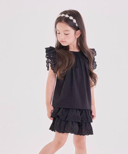 Rora(ローラ)の「トワレ 肩レース tシャツ(Tシャツ/カットソー・キッズ・ブラック・150cm/130cm/100cm/140cm/110cm/120cm)」の6枚目の写真
