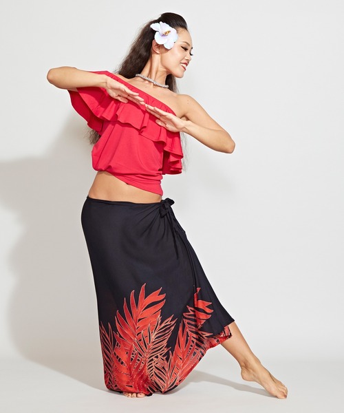 Maunaloa(マウナロア)の「【Maunaloa】リノパマパレオスカート(スカート・レディース・ブラック×ホワイト/ブラック×レッド・FREE)」の8枚目の写真